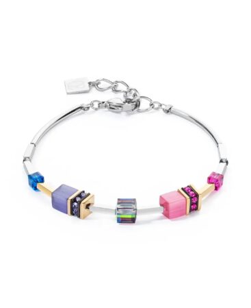 PULSERA ACERO GEOCUBE FINA MULTICOLOR