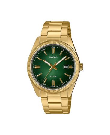 REL. CASIO ANALÓGICO ARMY METALICO CHAPADO ORO ESFERA VERDE