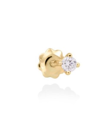 PIERCING ORO 18KT. CON BRILLANTE 4 GARRAS CUADRADO (0,05CT) TOP WESSELTON (G) PUREZA (SI).CI:ROSCA